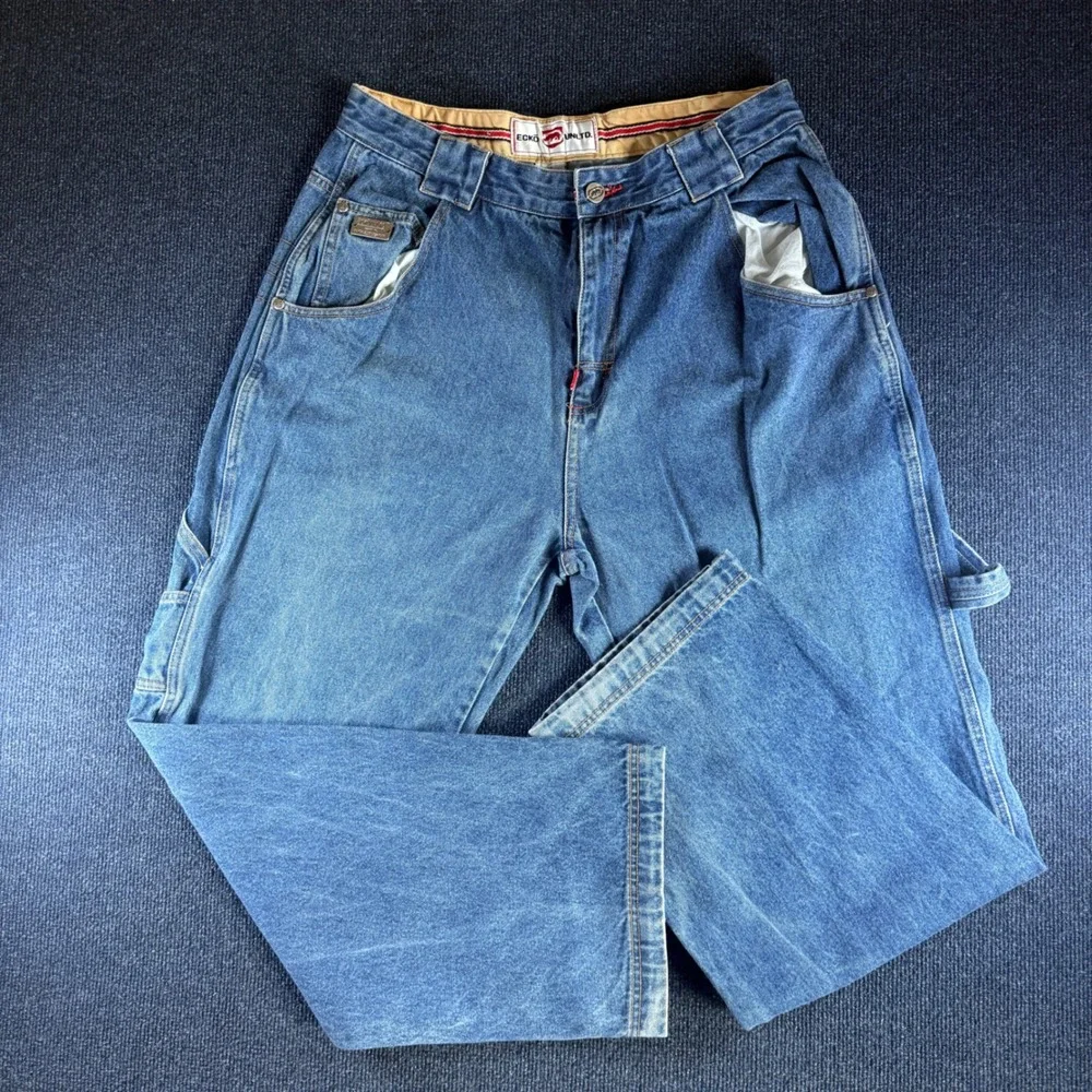 Vintage Ecko Unltd Baggy Carpenter Jeans 32x29 Medium Wash Rhino Skater Denim